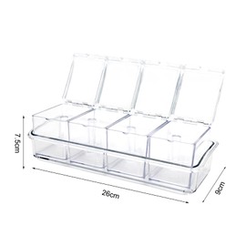 JSUOEO Clear Seasoning Box, Condiment Storage Container Acrylic Seasoning Box Container Condiment Jars with Cover and Spoon for Store Spices Salt Sugar and Condiments 1PCS