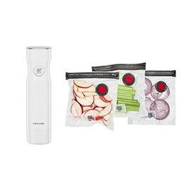 ZWILLING Fresh & Save 4 pc Vacuum Sealer Machine Set, 4 Small Reusable Snack Bags, Sous Vide Bags, Food Saver