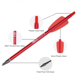 ELONG OUTDOOR Pack of 12 Crossbow Arrows Aluminium Bolts 7.5 Inch for Ek Archery Adder Cobra System with 2 Inch Wings for Target Archery Shooting