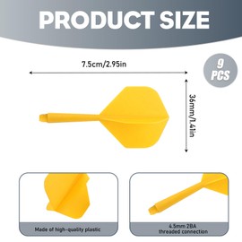 YALiya 9 Pieces 70 mm Plastic Standard Dart Accessories for Darts Game Integrated Dart Flights with Shafts Stable Dart Flight and Shaft System Extra Thick Standard Dart Flights (Yellow)