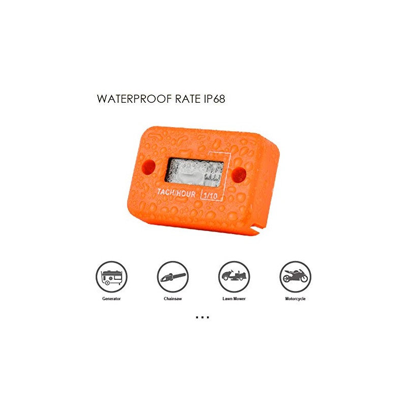 NInE-ROnG Tach Operating Hour Counter, Digital LCD Inductive Tachometer, RPM