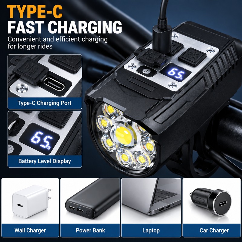 9 LED Bicycle Headlight & Rear Taillight Set – USB