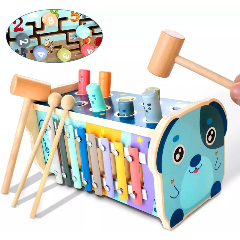 Kidwill Juguete De Madera Para Martillar 3 En 1 Montessori