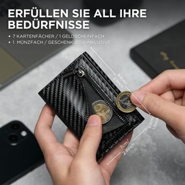 KLOMORE Geldbörse Airtag Herren (Airtag Nicht enthalten), Slim Wallet mit Münzfach, Magnetischer Verschluss Portemonnaie Kartenetui, RFID Schutz Geldbeutel Wallet Portmonee Kreditkartenetui
