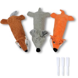KrauzPet Dog Toys, Squeaky Plush No Stuffing Crinkle Dog Toy for Small Medium Large Dogs, [3 Pack] Interactive Puppy Teething Water Bottle Dog Chew Toy