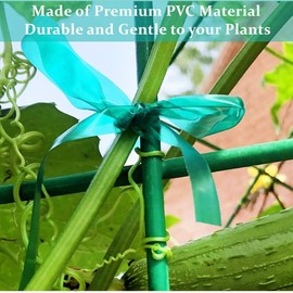 Garden Stretch Tie Tape Roll -150 Feet x1 inch Non-Sticky Stretchy Garden Tie Roll Thick Sturdy Stretchable Plant Tape Green Vinyl Stake Tie for Tomatoes, Grapes, Flowers and Trees
