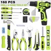 FASTPRO 160-Piece Home Tool kit with Drill, 12V Cordless Lithium-ion