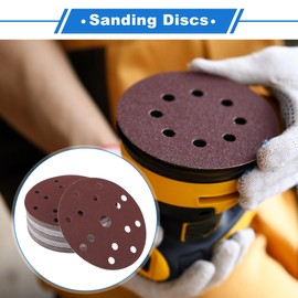 VekAuto 50 Stück Schleifscheiben, 6" 15 Löcher 120 Körnung Klett-Schleifpapier Universal für Metall, Holz, Automobilreparatur Haltbarkeit Aluminiumoxid-Papierbasis Rot