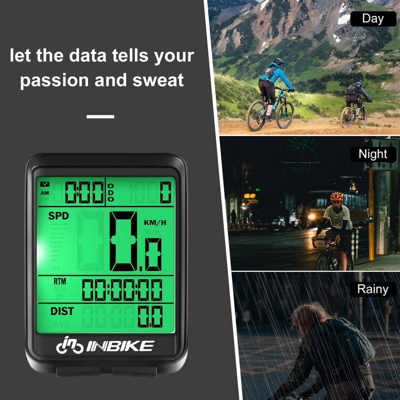 INBIKE Bike Computer Wireless Speed Sensor Bicycle Accessories Cycling GN_1