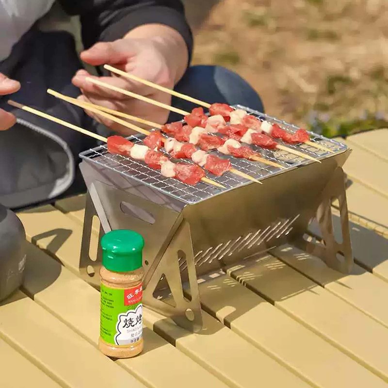 Collapsible Campfire Grill Camping Fire Pit, Foldable Wood Burning Charcoal