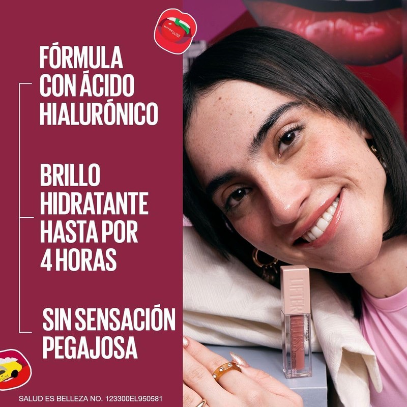 Maybelline Lifter Gloss 5 Brillos Labiales – Hidratación 4h, Ácido