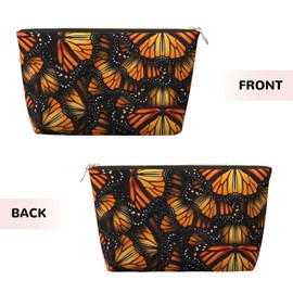 DITXIT Orange Monarch Butterflies Cosmetic Bag Travel Makeup Bag Organizer Toiletry Bag with Zipper Storage Pouch Coin Purse Brushes for Women Girls Gifts