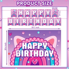 Dollhouse Birthday Party Supplies, Dollhouse Birthday Party Decorations for kids Party Supplies Set, Include Happy Birthday Banner, Plates, Napkins, Tablecloth, Backdrop and More (Serves 20 Guests)