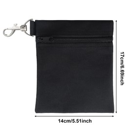 Golf Tee Pouch 5.51×6.69 Inch Zipper Golf Tee/Ball Bag with Metal Lobster Claw Clip for Men Women