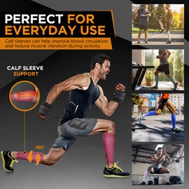 Doc Miller Compression Calf Sleeve for Men & Women, Premium Medical Grade, 15-20mmHg Graduated Support for Running, Calf Tear, Shin Splints, Knee High, Maroon Color Calf Sleeves, Large Size, 1 Pair