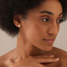 Charmsy Valentines Day Gifts for Her 925 Sterling Silver 14K Gold Plated Jewelry Small Love Heart Stud Earrings Lightweight Mother of Pearl Heart Stud Earrings for Women Teen 10 MM