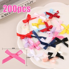 200 Stück Mini Schleifen – Bunte Doppelseitige Satinband Schleifen,Fertige Dekoschleifen für Geschenke,Karten,Nähen,Basteln und Hochzeitsdekoration