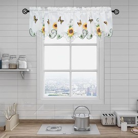 Molaxhome Beautiful Dazzling Embroidered Window Valance,Rod Pocket Valance and Tiers for Home Decor (Orange, W58x14L)