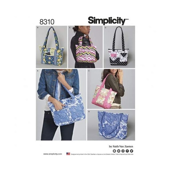 Simplicity Accessories Easy Sewing Pattern 8310 Quilted Bags