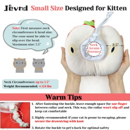 Jevnd Kitten Cones After Surgery 0-6 Months, Donut Extra Small Kitten Cone Collar Soft to Stop Licking Neck, Elizabethan e Collar for Recovery, xs Small Cat Cone Spray, Pet Soft Cone for Cats Apple S