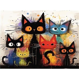 Cat Paint by Numbers Kits for Adults,Easy Adult Painting by Number on Canvas for Beginner, DIY Watercolor Painting for Gift Home Decor Relax. (cat)
