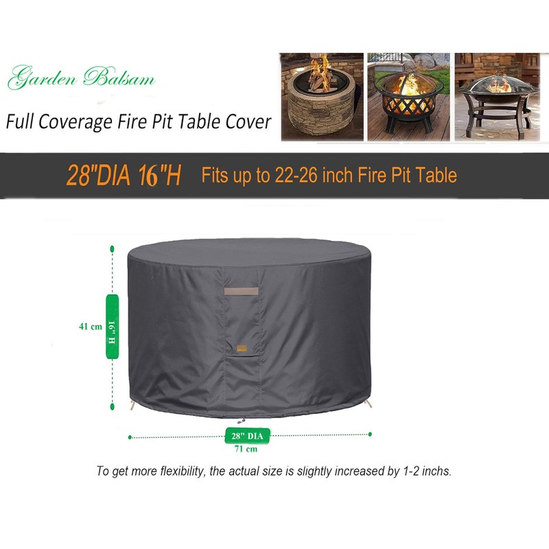 Garden Balsam Fire Pit Cover 600D Heavy Duty Waterproof Fabric