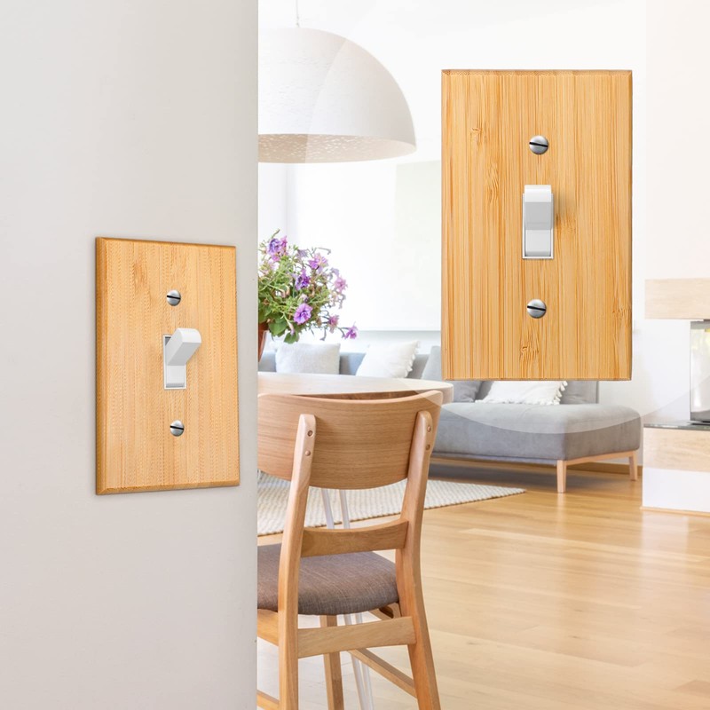 Pinkunn 10 Pieces Solid Wood Light Switch Plate Outlet Covers