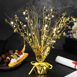 Crowye Metallic Foil Spray Centerpiece Party Golden Star Foil Spray Centerpiece Table Decoration Gleam 'n Burst Centerpieces Metallic Table Centerpieces for Birthday Party Season Holiday (6 Pieces)