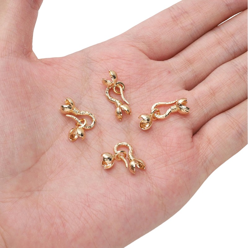 18K Real Gold Plated Non-Tarnish Hook End Clasp 8x24mm with