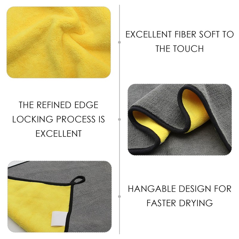 USHXVG 2 Pcs Car Towels, 2 Pcs Clear Hooks, Microfiber