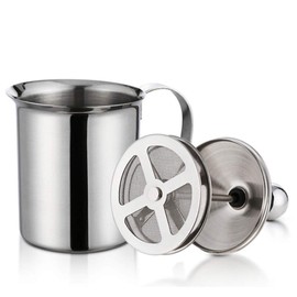 304 Stainless Steel Double-layer Manual Foamer for Milk Coffee, etc. (14 oz)