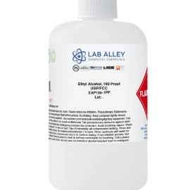 Lab Alley Ethanol 190 Proof (95%) USP/FCC Food Grade Alcohol, Kosher - 1 Liter