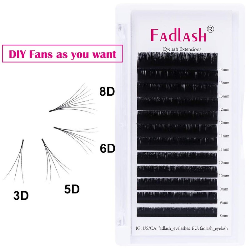 Fadlash Easy Fan Lashes D Curl 0.05 8-14mm Mixed Length
