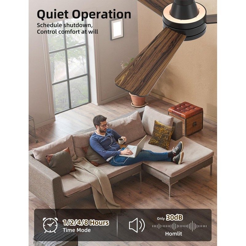 Homlit 42 inch RGB Ceiling Fan with Light, Smart App