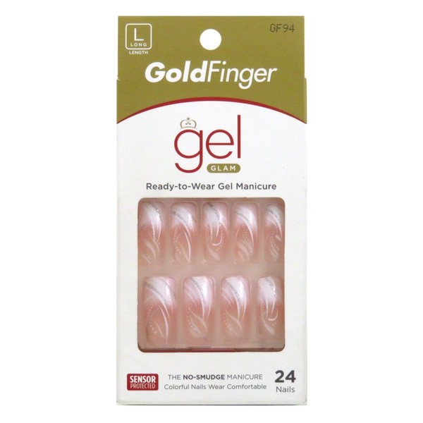 Gold Finger Gel Glam Design Nails (2 PACK)