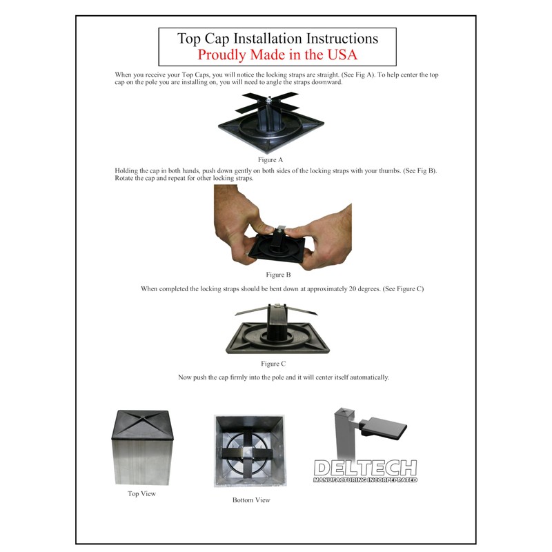 Deltech Manufacturing 3-1/4" Round Light Pole Top Cap- Black Plastic