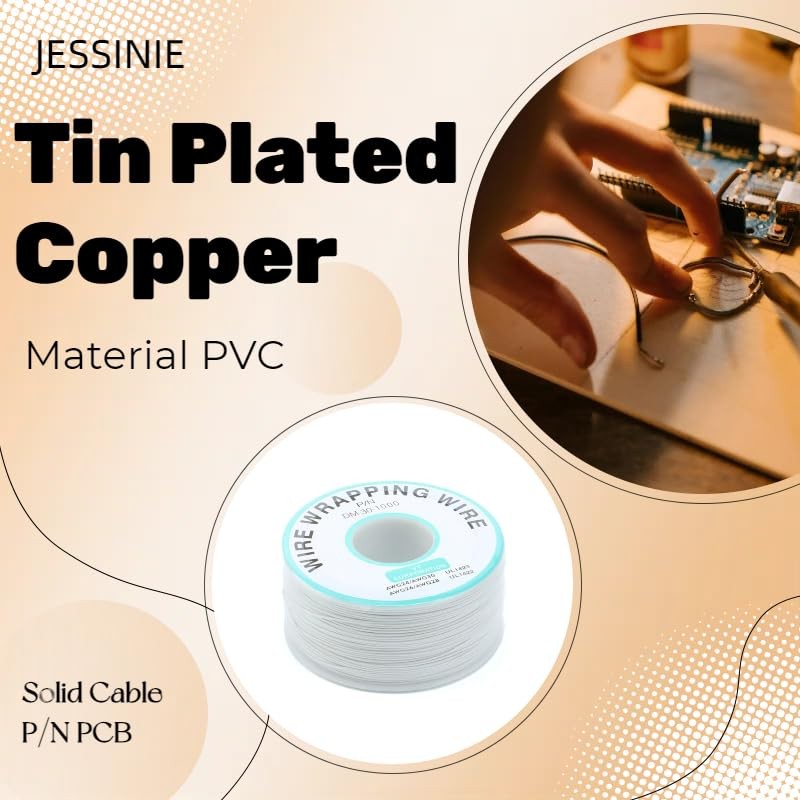 JESSINIE White Electronic Wire DM-30-1000 - 30 AWG Single Core