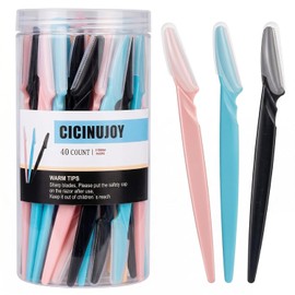 40Pcs Dermaplaning Tool for Women Face, Eyebrow Razor Peach Fuzz Remover Kit Stainless Steel Blades with Protective Covers Facial Hair Removal Shaver(Black/Blue/Blush)