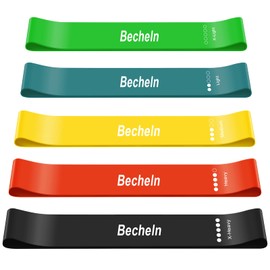 Becheln Resistance Band, Exercise elastic Bands for Yoga, Pilates, Fitness and Working Out, Set of 5 Stretch Bands with Carrying Bag