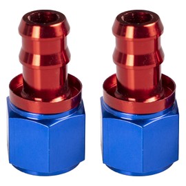 Nihfien 2Pcs 6AN to 3/8 Barb Push Lock Hose End Straight Fitting For Rubber Fuel Line Blue/Red（Straight）