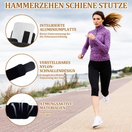 Pack of 2 Black Hammer Toe Splint with Aluminium Plates, Toe Splint, Hammer Toe Pads, for Correcting Hammer Toes, Broken Toes, Curved Toes and Overlapping Toes, Unisex