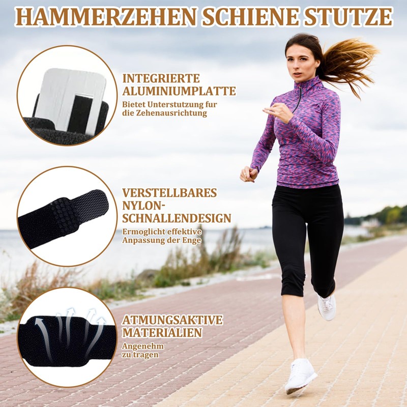 Pack of 2 Black Hammer Toe Splint with Aluminium Plates,
