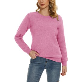 MAGCOMSEN Women's Sherpa Lined Pullover Crewneck Heavy Sweatshirts Casual Fleece Pullover Winter Warm Long Sleeve Workout Tops Pink,S