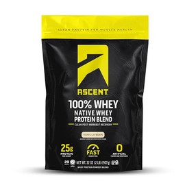 Ascent Native Fuel Whey Polvo Proteínico con Suero de Leche Nativo, sin Ingredientes Artificiales, sin Gluten, Sabor Vainilla