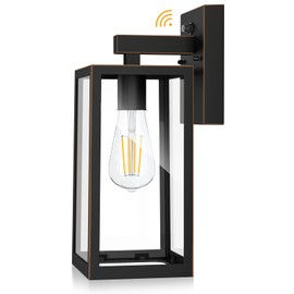 SHINE HAI Dusk to Dawn Outdoor Wall Lantern, Exterior Wall Sconce Sensor Light Fixture with E29 Base Socket, Waterproof Wall Mount Lights, Wall Lights with Clear Glass Shade for Garage, Doorway