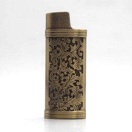 Lucklybestseller Classic Vintage One Side Floral Metal Lighter Pouches Case Cover Holder Sleeve for Mini BIC Lighter J5 Gift for Women Men