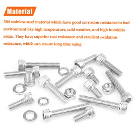 HELIFOUNER 120 Pieces M6 x 10mm /12mm /16mm /20mm /25mm /30mm /35mm, Hex Socket Head Cap Screws Bolts Washers Nuts Kit, 304 Stainless Steel