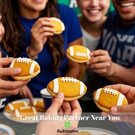 Auktosmn Football Cookie Cutter Set-6 Piece-4.5" 4.0" 3.5" 3.0" 2.5" 2"-Dishwasher Safe-Sports Cookie Cutters Bread and Fondant Baking Molds for Party