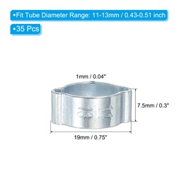 PATIKIL 35 Pack 11-13mm Double Ear Hose Clamp, Galvanized Steel O Clip Crimp Rings for Fuel Petrol Pipe Tube Fitting Connections, Silver Tone