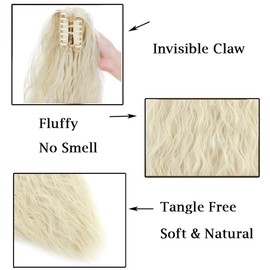 Silk-co Clip-In Ponytail Extensions, Corn Wave Braid Hair Extension with Clip, Heat-Resistant Fibres Like Real Hair, 60 cm - 165 g, #Bleach Blonde